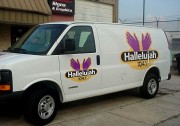 Vehicle lettering installed in New Orleans for church van
